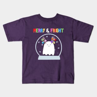 Merry & Fright (bright) Holiday Winter Ghost Kids T-Shirt